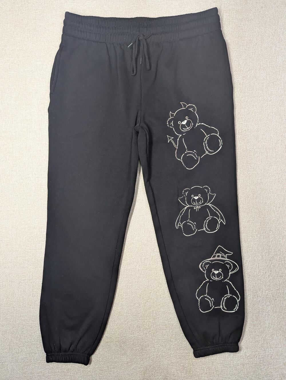 No Boundaries Black Sparkly Halloween Teddy Bear Sweatpants XL